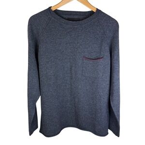 BESPOKEN Men's Gray Crew Neck Long Sleeve 100% Lambswool Sweater Size Large